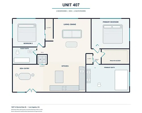 Floor plan 2 Bed- 2 Bath- Plan 407