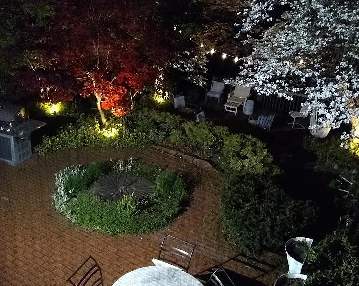 Back yard night time view.