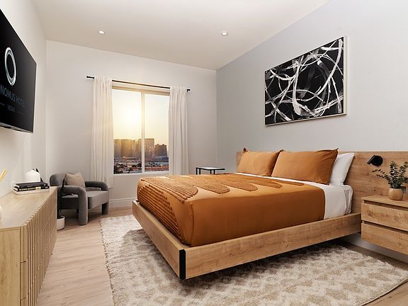 Apartment bedroom with Las Vegas strip view