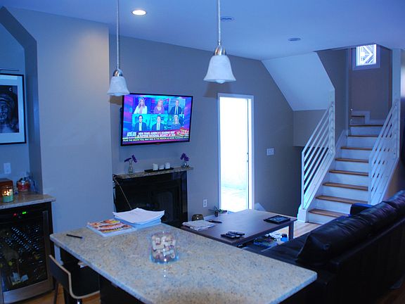 Kitchen looking into living room
