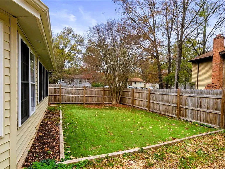 Turf area in the backyard.