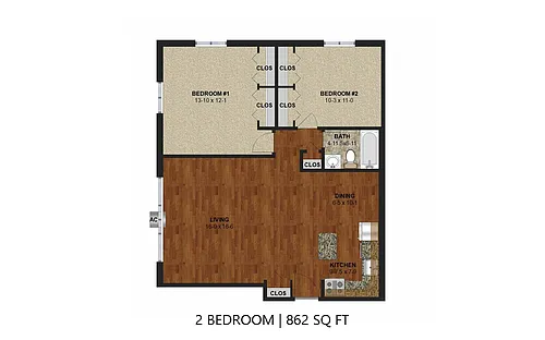 Floor plan Dupont 3040 - Two Bedroom