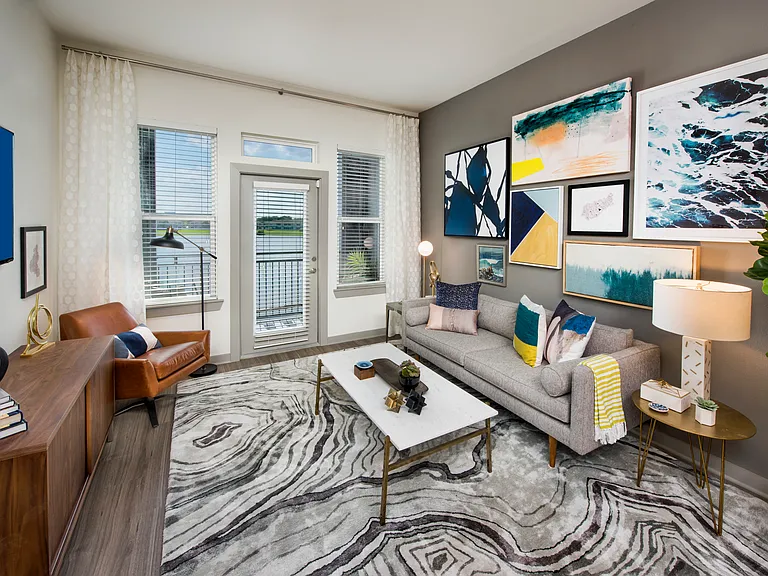 Living room with wood-designed flooring