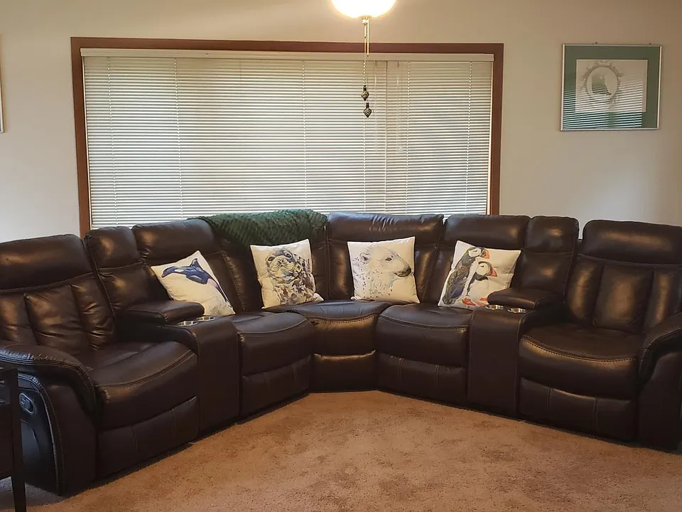 Living Room Fully Furnished with blinds closed