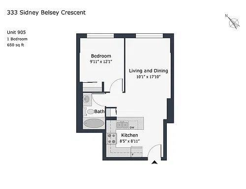 Floor plan 1 Bedroom - unit 905