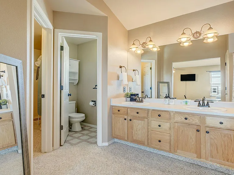 Master bathroom has a double vanity with plenty of space