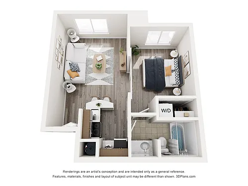Floor plan 1 Bedroom | Income Restricted | 60% | A1