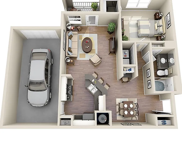 1 Bedroom | 1 Bath | 880 SF | Attached Garage 1 Bedroom | 1 Bath | 880 SF | Attached Garage