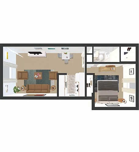 Floor plan 1 BED/1 BATH EFFICIENCY