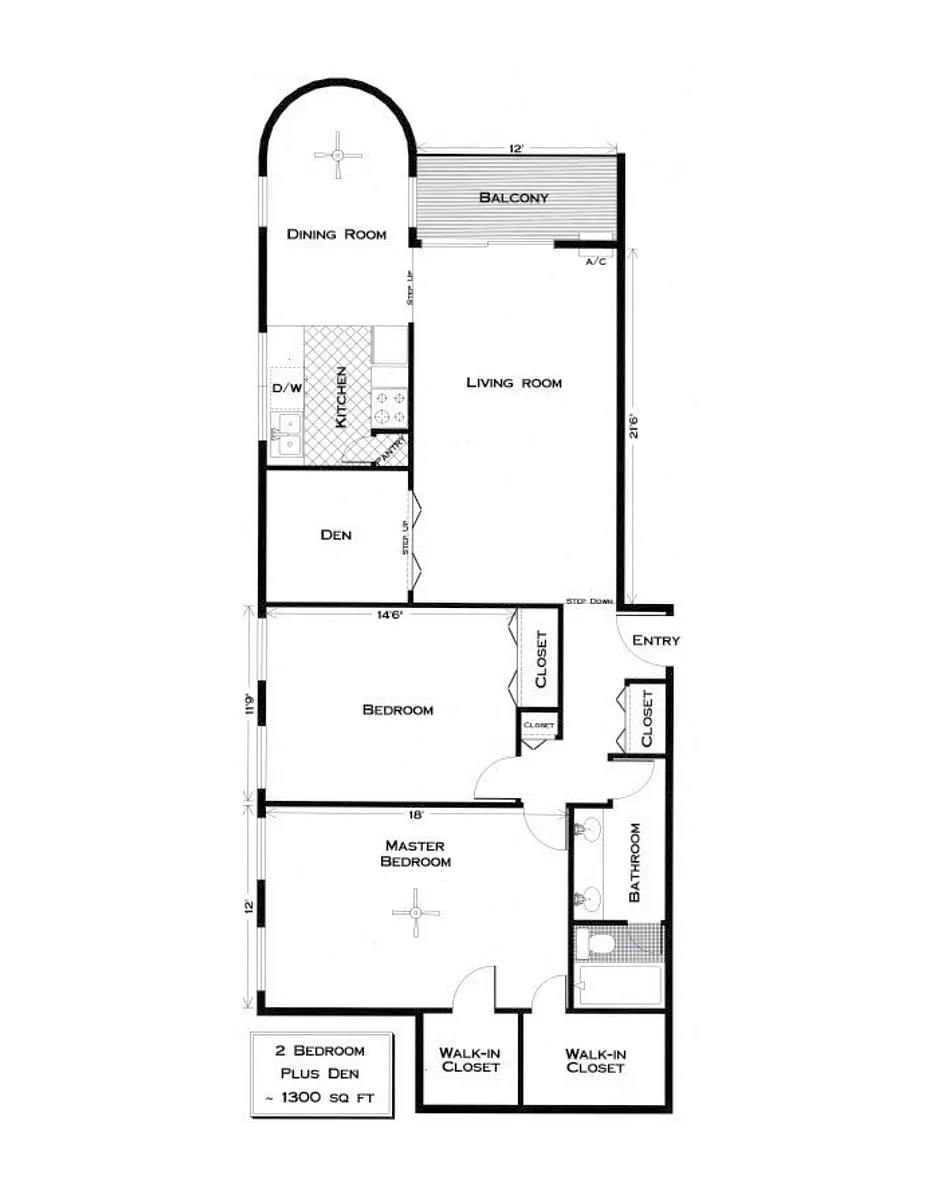 Floor plan 2 Bedroom + Den