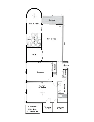 Floor plan 2 Bedroom + Den