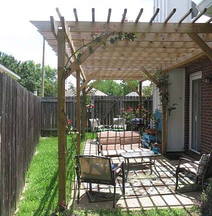 Fenced in backyard & pergola