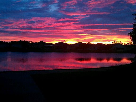 beautiful sunset behind home
