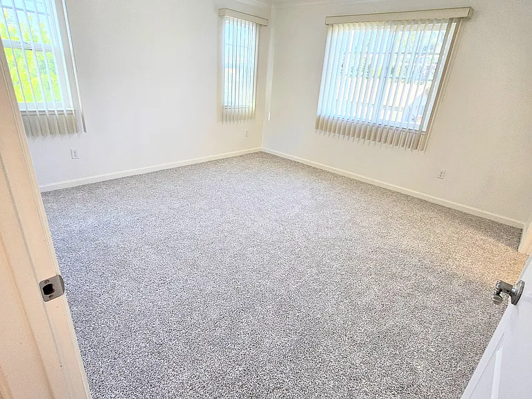 Primary bedroom, large enough for King or Queen bed with 2 nightstands, 3 windows and lots of natural light