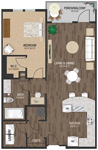 Floor plan One Bedroom B