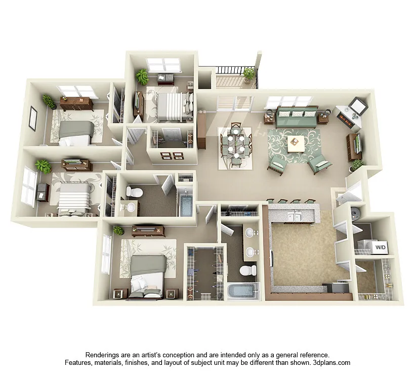 Floor plan 4 Bed, 2 Bath