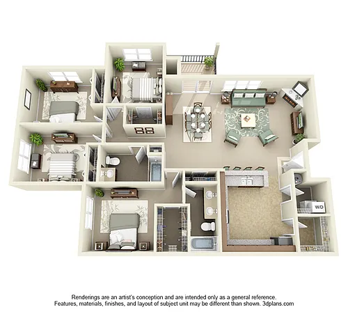 Floor plan 4 Bed, 2 Bath