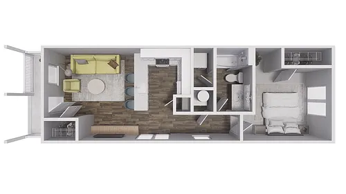 Floor plan 1x1 - 606 sqft - A1