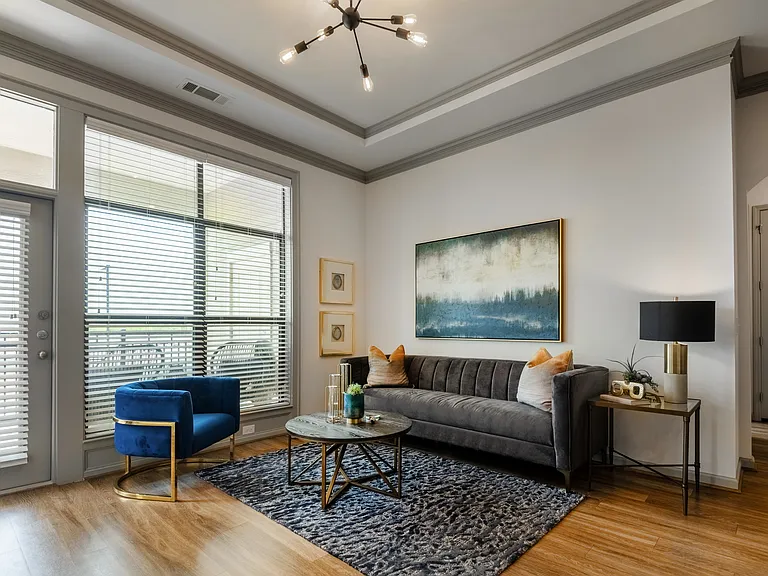 Stylish Living Room at The Hendry Apartments, Garland, TX