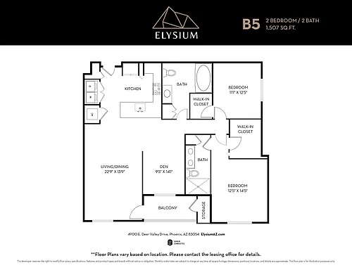 Floor plan B5 - 2 Bedrooms / 2 Bath