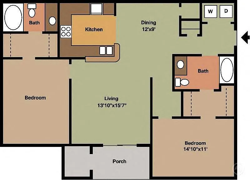Floor plan Two Bedroom Lg
