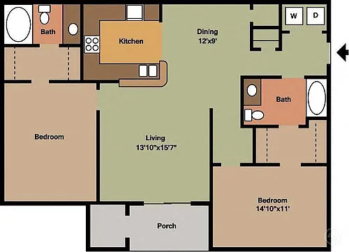 Floor plan Two Bedroom Lg