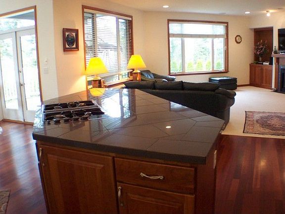 Kitchen is open to family room that features a built in wet bar. Home has amazing 10' ceilings. Fami