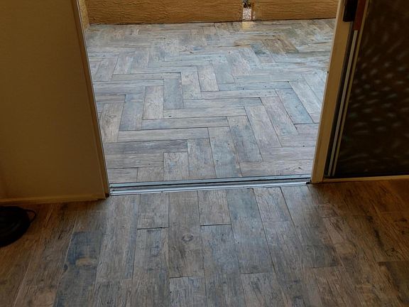 Unique Herringbone Tile Patio