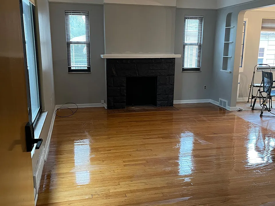 living room (fireplace is not operational. Front coat closet