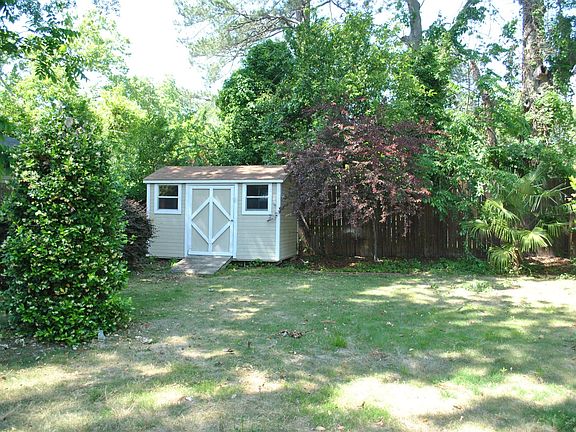Storage shed and back yard