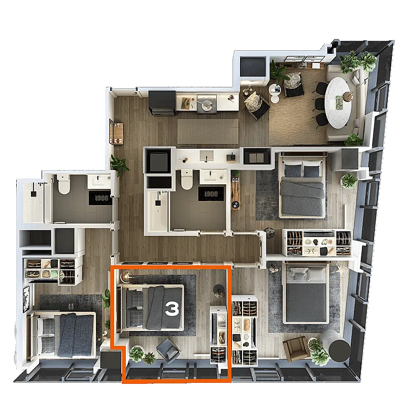 Floor plan Co-Living LT-09 Bedroom 3
