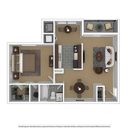 Floor plan 1 Bedroom/1 Bathroom-750