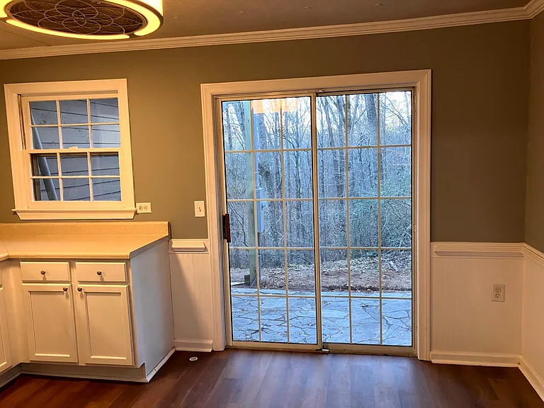 Dining area facing backyard
