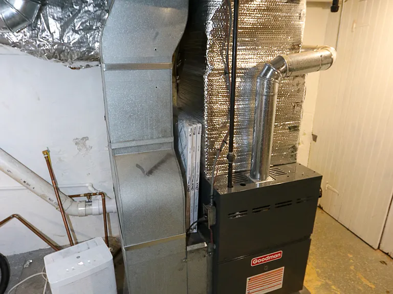Gas heating forced air furnace with central air