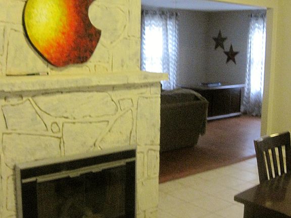 fireplace in dining