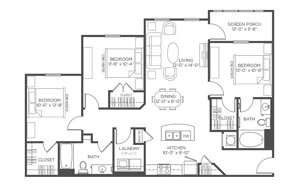 Floor plan 3b2bw