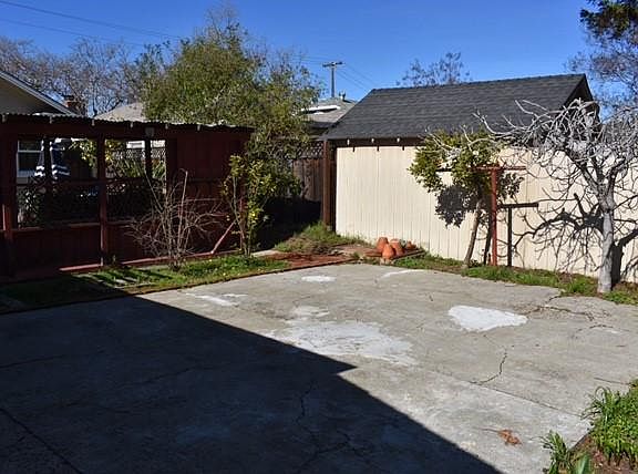 Rear yard behind patio. Fig Tree, Pomegranate tree, tangerine tree.