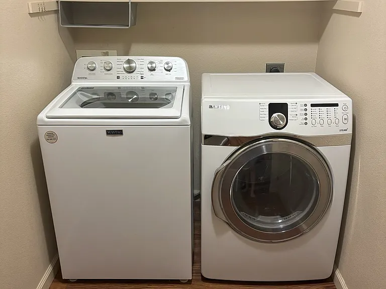 Laundry Room with Large Capacity Washer and Dryer
