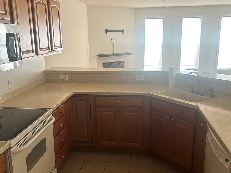View from kitchen into living area