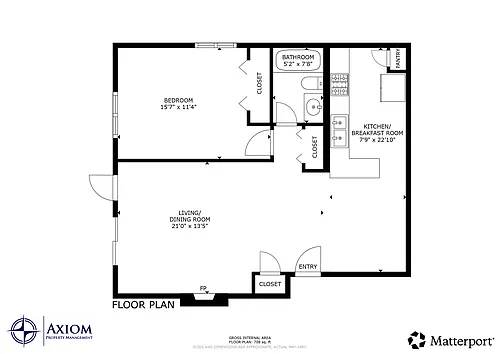 Floor plan 1 bed, 1 bath