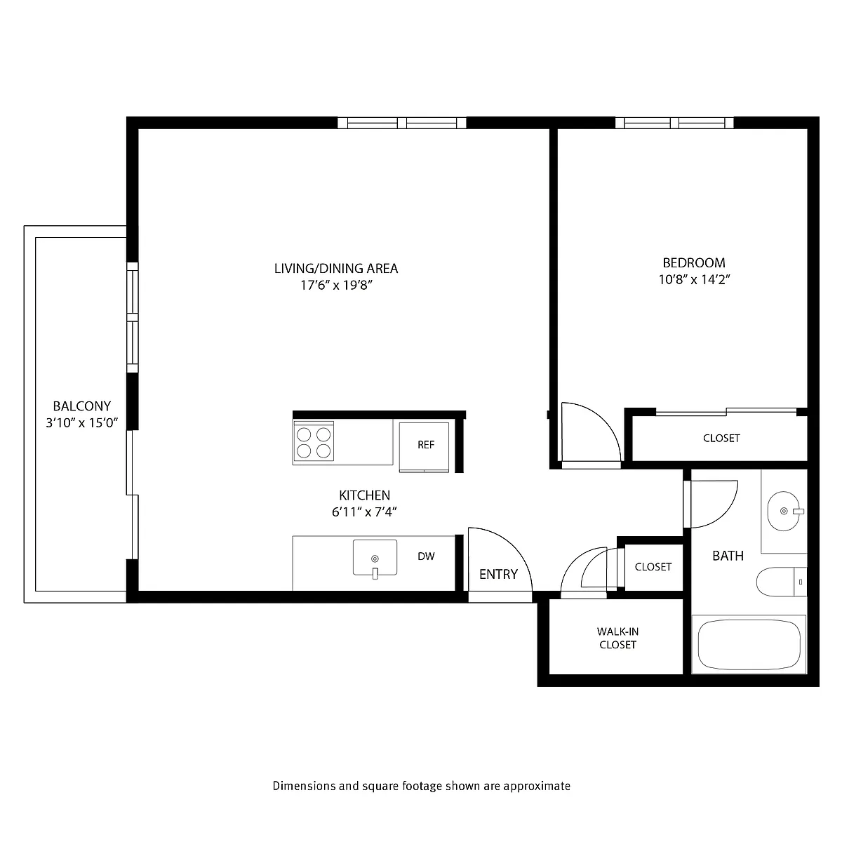 Floor plan 1 Bedroom / 1 Bath