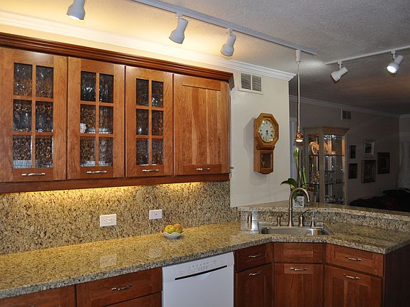 Full-height granite backsplashes