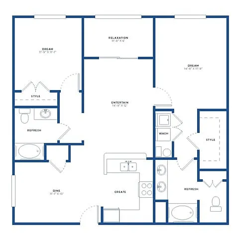 Floor plan 2X2 Large W/ Sunroom