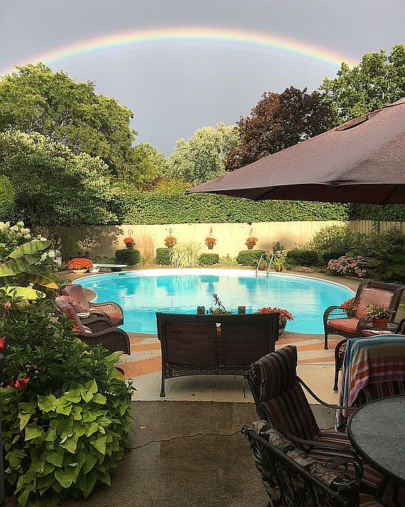 Rainbow over pool