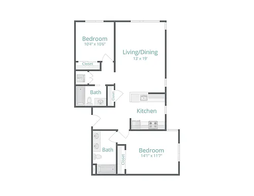 Floor plan E-2X2