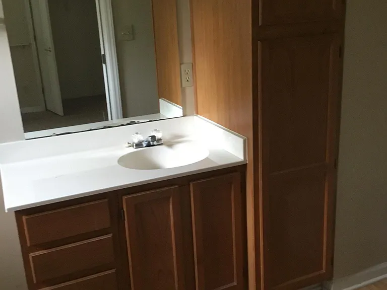 Master bath has linen closet.
