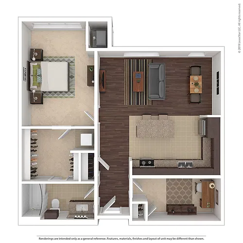 Floor plan 1 Bedroom + Den - B1-M