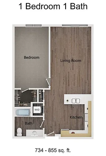 Floor plan 1 Bedroom 1 Bath