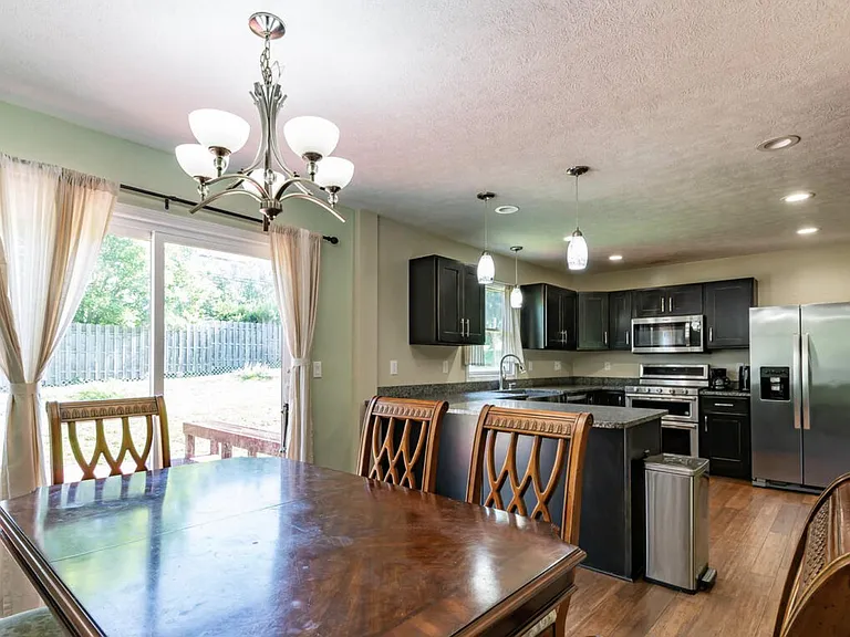 Dining area and kitchen.
