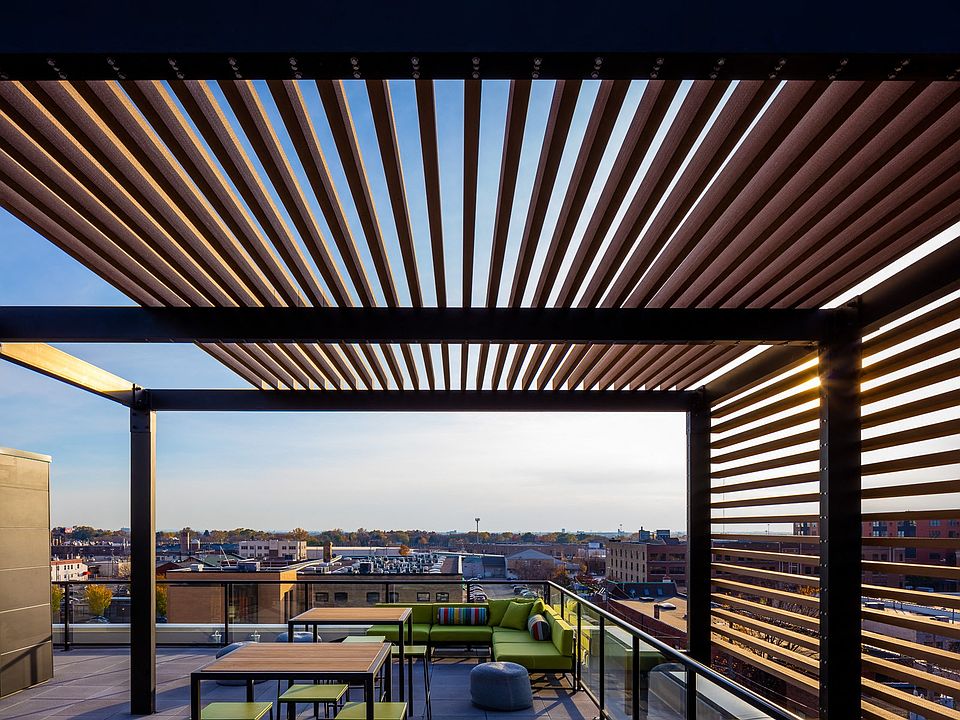 Rooftop lounge with year-round grills
